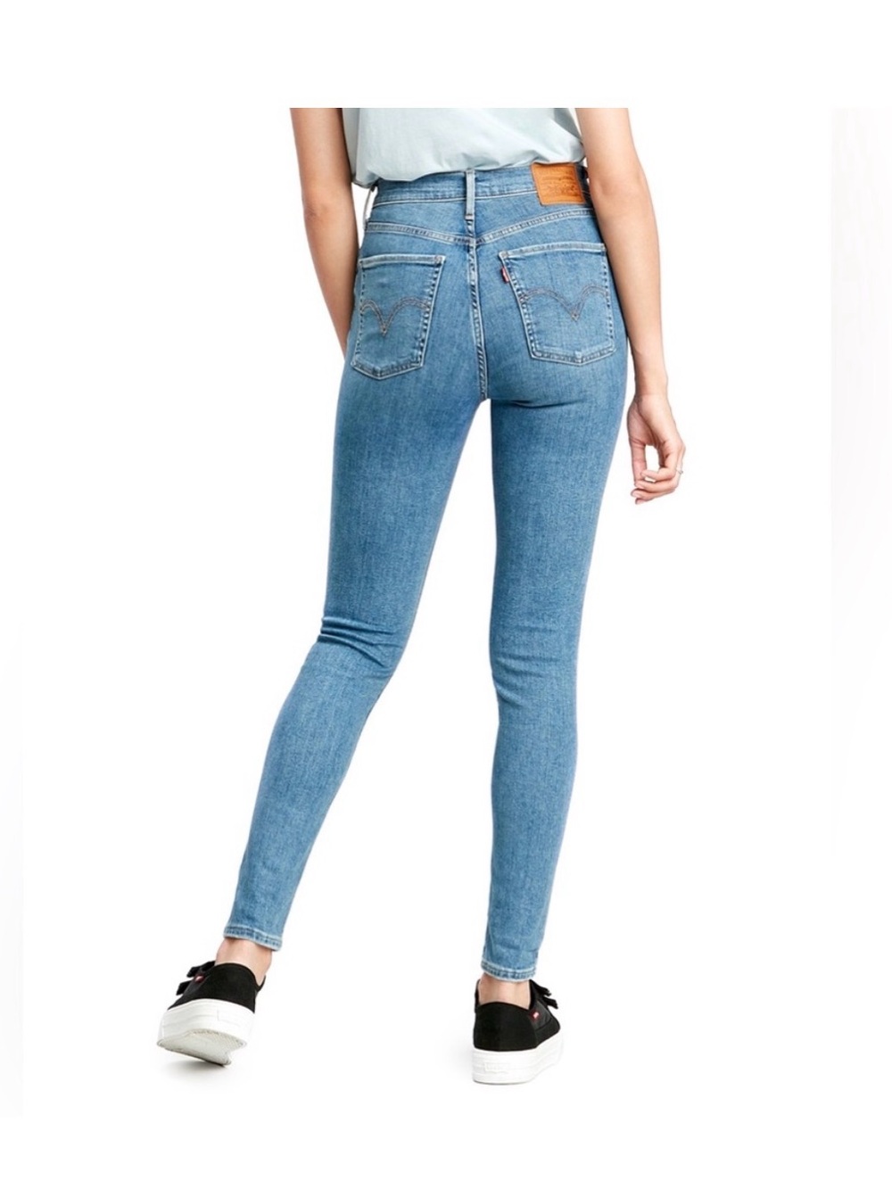 Levi's Mile High Skinny Jeans light blue with distressed knees